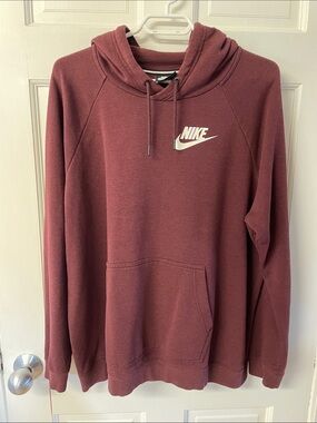Nike swoosh logo burgundy unisex hoodie sweatshirt men’s size XL